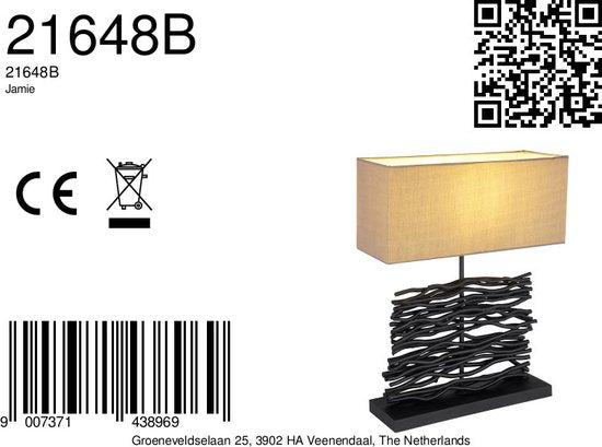 Globo - Tischleuchte - Jamie - schwarz - Holz - Stehleuchte - E27 - 21648B