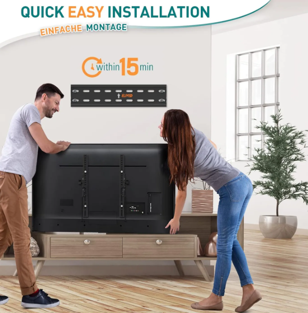 ELIVED Ultra Slim TV-Wandhalterung 26–60 Zoll – neigbar – bis zu 45 kg