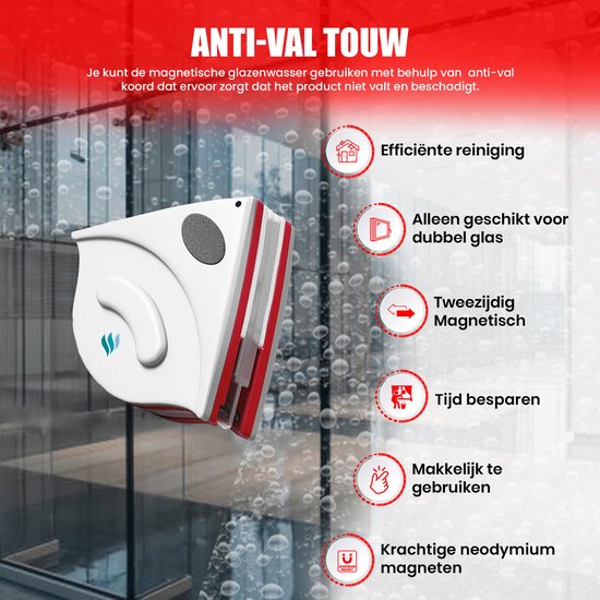 TibaGoods Magnetischer Fensterwischer für Doppelverglasung - Fensterreiniger - Magnetischer Fensterwischer
