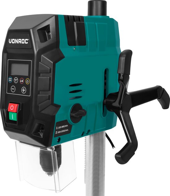VONROC Säulenbohrmaschine 900W - Tischbohrmaschine - Digitales Bedienfeld mit LCD-Display - Kreuzlinienlaser und LED-Arbeitsleuchte - Inkl. Schnellspanner, Bohrzwinge und Parallelführung