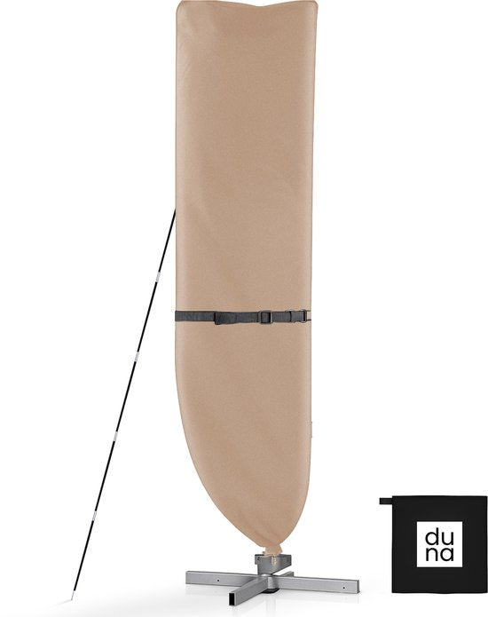 Sonnenschirmhülle für Schwebeschirm & Standschirm – bis 400 cm – wasserdichte Schutzhülle – Oxford 420D – inkl. Montagehilfe – Braun-Taupe