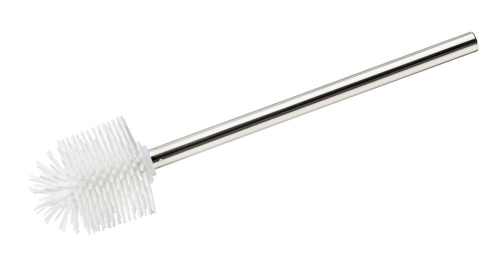 Wenko WC-Bürste aus Silikon, weiß – Austauschbarer Bürstenkopf, Ø 7,5 cm – Griff aus Edelstahl