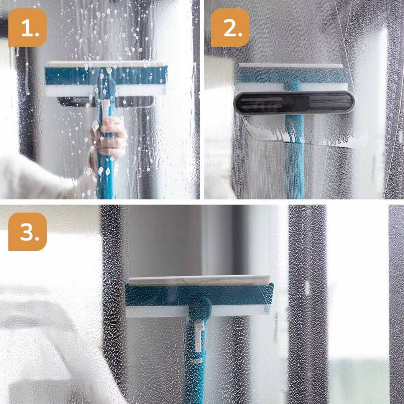 Livington WindowBuddy 3-in-1-Fensterreiniger mit Teleskopstiel und Schmutzwassertank