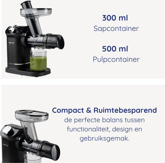 Safecourt Kitchen - Slowjuicer - Entsafter - Gemüse- und Obstpresse - 300ml - Schwarz