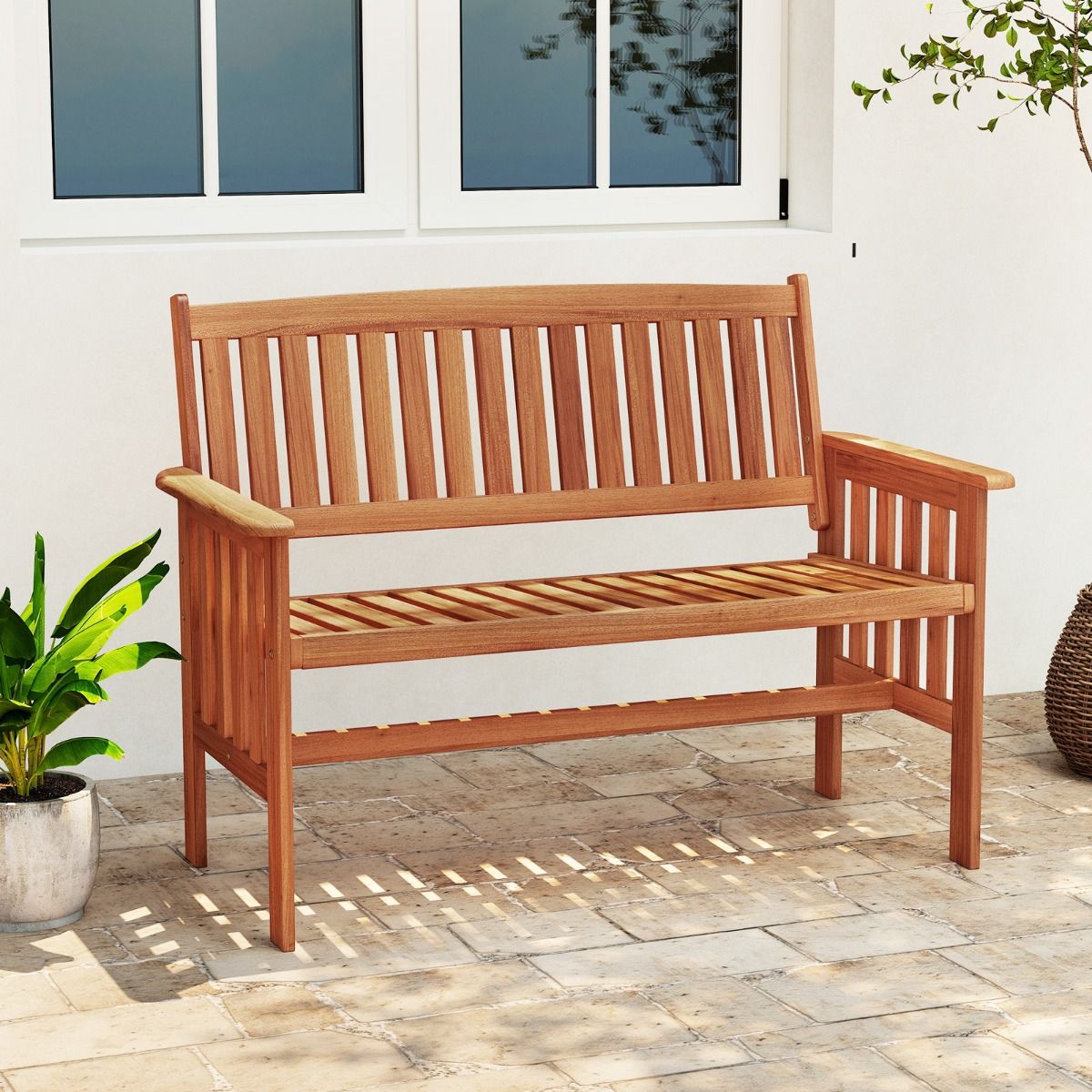 Coast Gartenbank aus Holz – 2-Sitzer – verstellbare Rückenlehne – natur – 119 x 59,5 x 89 cm