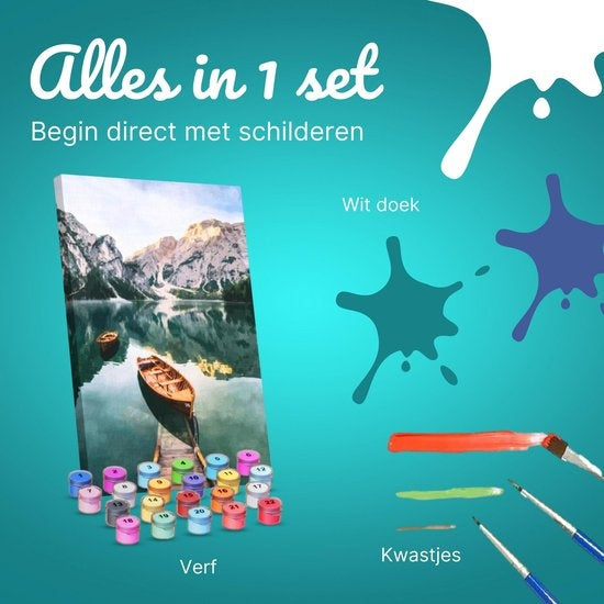 Rubye Malen nach Zahlen Erwachsene - See und Berge - inklusive Pinsel - Leinwand Malen nach Zahlen - 40x50cm