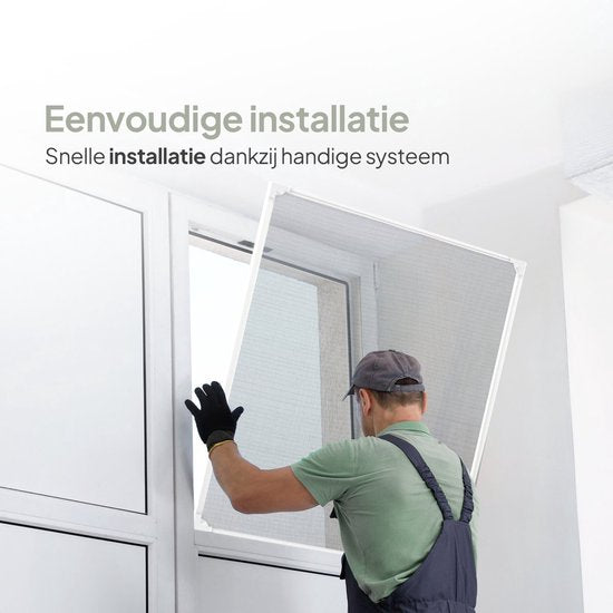 O'DADDY® Magnetisches Fensterfliegengitter – 150 x 150 cm – Anpassbares Fliegengitter – Mit weißem Rand und schwarzem Netz – Fliegengitter – Vielseitig und einfach zu montieren