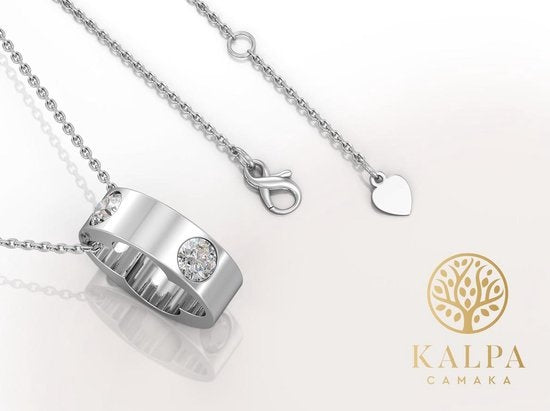 Yolora Damen Halskette mit Anhänger und Kalpa Camaka Kristallen - Farbe Silber - 18K Weißgold plattiert - Geschenkbox - Muttertagsgeschenk