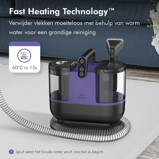Motionflow 4-in-1 Teppichreiniger - 1800 ml Wassertank - Heizfunktion - Selbstreinigend - 40 x 28 x 38 cm - Lila