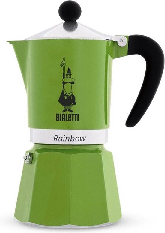 Bialetti Rainbow Percolator 1 Tasse, grün – Espressokocher – Aluminium – italienische Kaffeemaschine – 60 ml