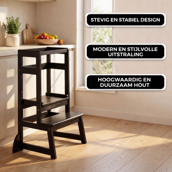 Oemmie Lernturm - Lernturm - Montessori Lernturm - Lernturm Kitchen Aid - Lernturm - Step up - Kindertreppe - Schwarz