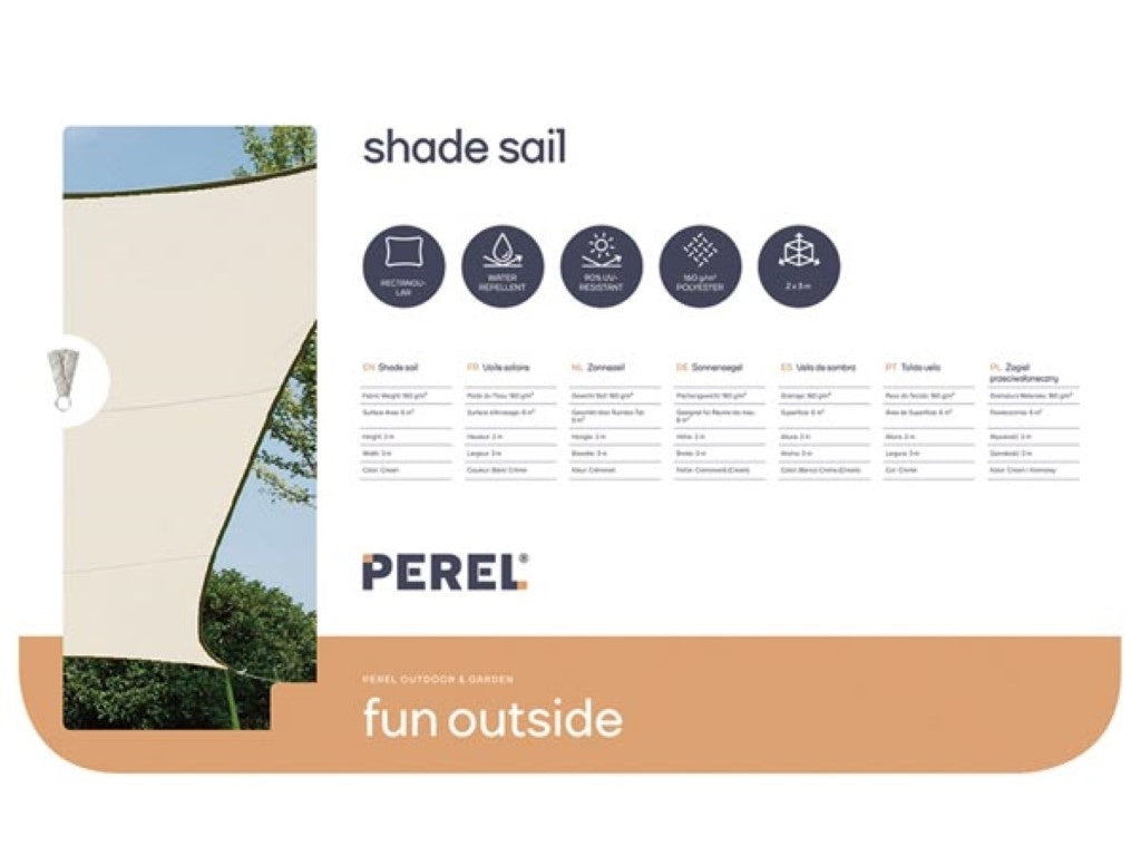 Sonnensegel - Rechteckig - 2 X 3 M - Farbe: Creme