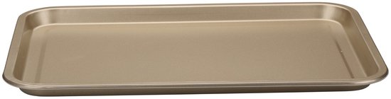 alpina Backblech 35 x 24 cm – Antihaftbeschichtung für einfaches Lösen von Backwaren – Ideal für Kekse, Gebäck und Aufläufe – Leicht zu reinigen – Rechteckige Form – Farbe: Gold