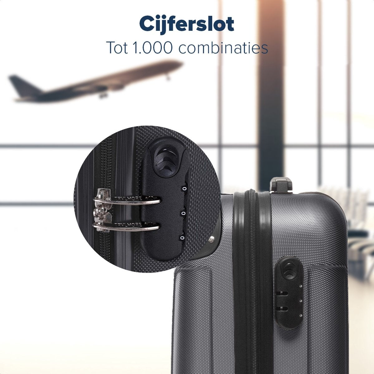 TRVLMORE - Kofferset - 2 Stück - 38L (Handgepäck) + 110L - Dunkelgrau