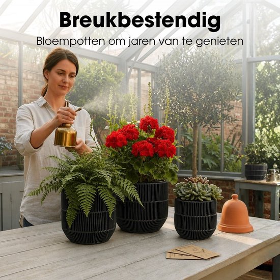 Mica Decorations Peta Blumentopf für den Außenbereich – 3er-Set – Pflanzgefäß für Blumen und Gartenpflanzen – Blumentöpfe für den Außenbereich – Schwarz