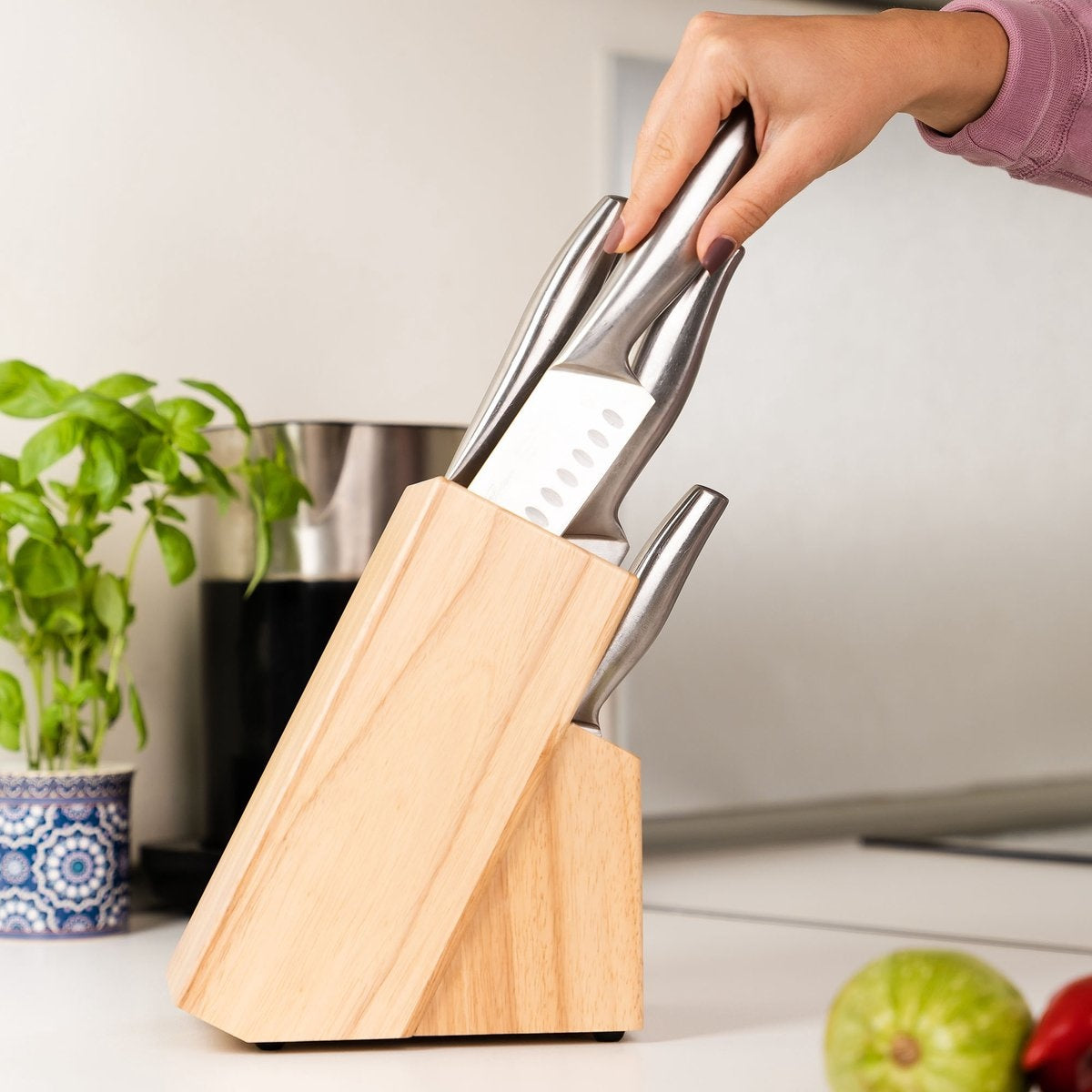 Messerblock ohne Messer - Messerhalter aus Holz von Coninx - Rubberwood Light - Messeraufbewahrungseinheit