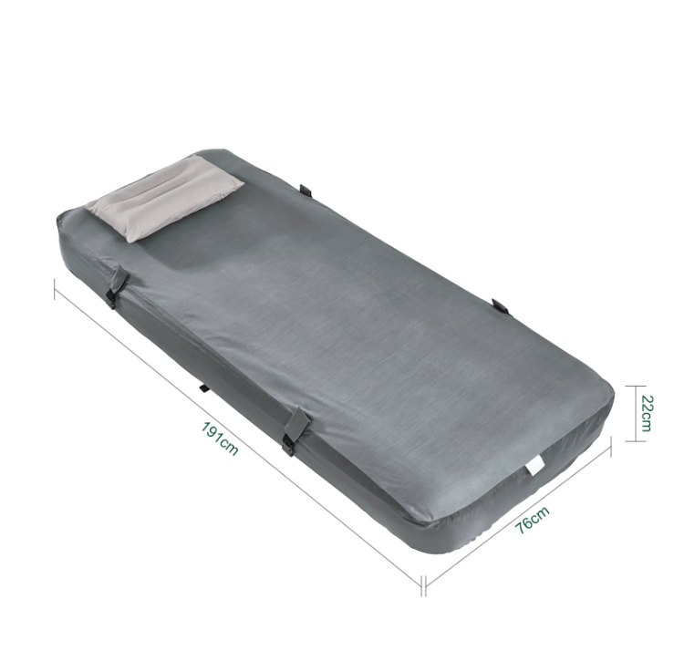 SoBuy Aufblasbare Campingmatratze – Grau – 191 x 76 x 22 cm – für eine Person, mit Kissen und Pumpe