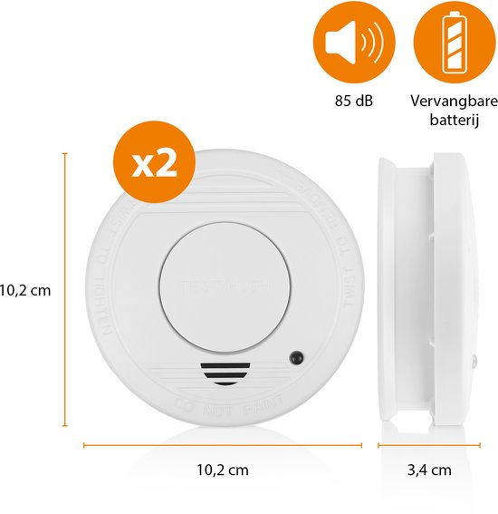 Smartwares 10.048.28 – Rauchmelder, 2er-Set, 85 dB – 1 Jahr Batterielebensdauer, 10 Jahre Sensorlebensdauer – TÜV-zertifiziert – Brandmelder