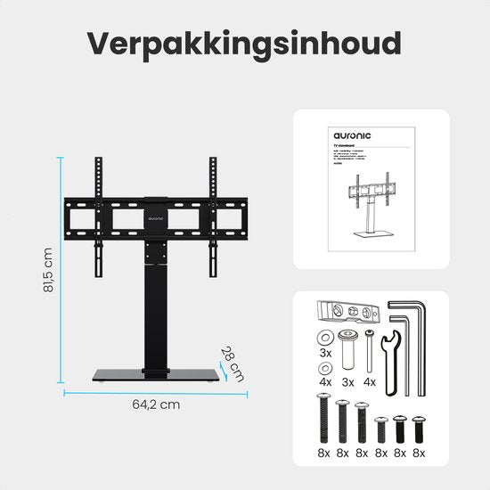 Auronic TV Stand - TV-Fuß - drehbar - verstellbar - geeignet für gebogene Bildschirme - bis zu 85 Zoll - schwarz