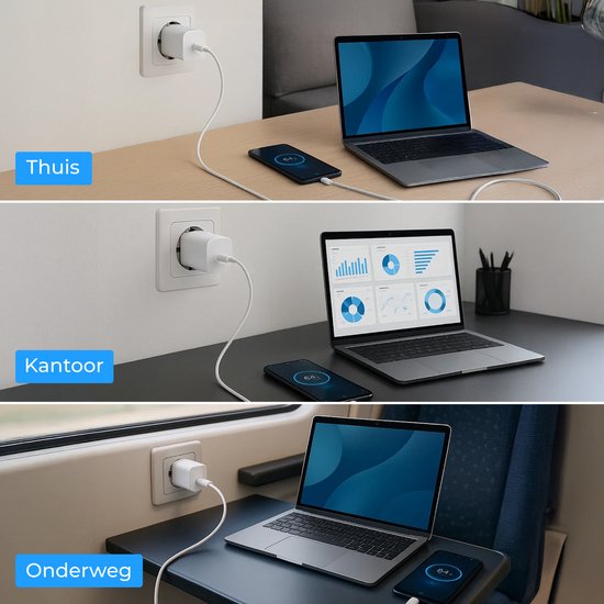 Nuvance USB-C-Adapter – 30-W-Schnellladegerät – inkl. 2 m langem 60-W-Kabel – USB-C – Ladegerät – USB-C auf USB-C – Ladekabel – Weiß