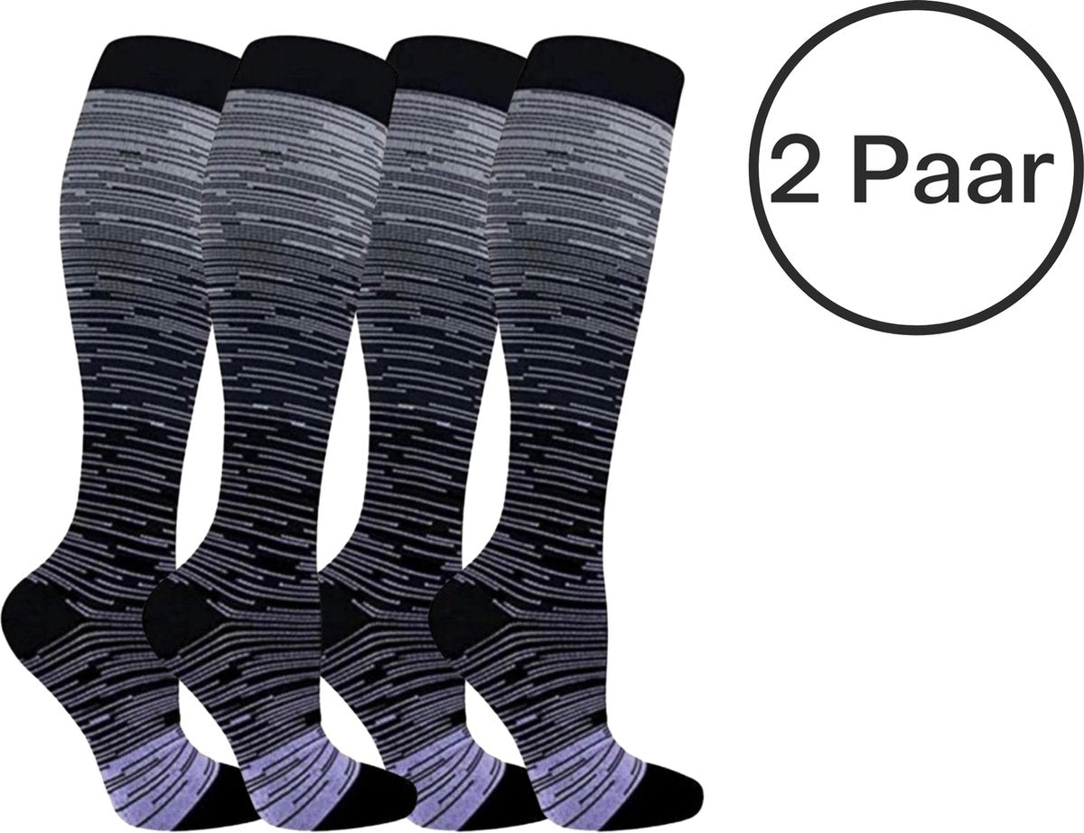 Duopack Kompressionsstrümpfe / Stützstrümpfe Unisex - Schwarz - Größe 41-46 - 2 Paar