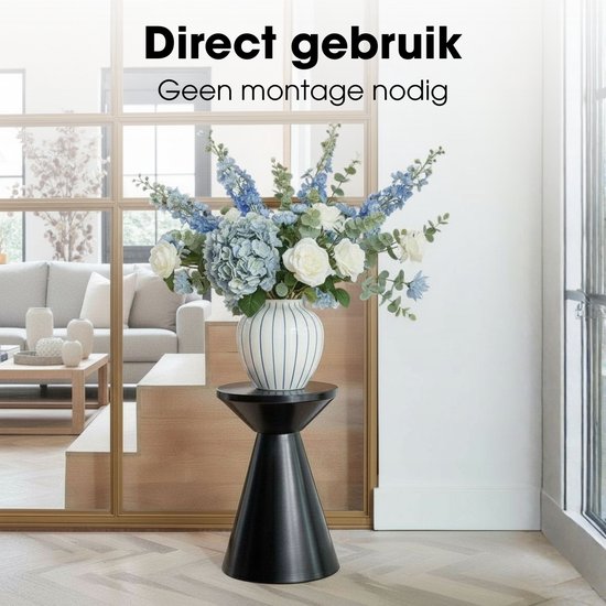 Mica Decorations Jim Beistelltisch – Runder Beistelltisch H45 x Ø31 cm – Eisen-Beistelltisch für Wohnzimmer oder Schlafzimmer – Pflanzentisch – Nachttisch im Industrial-Stil – Schwarz