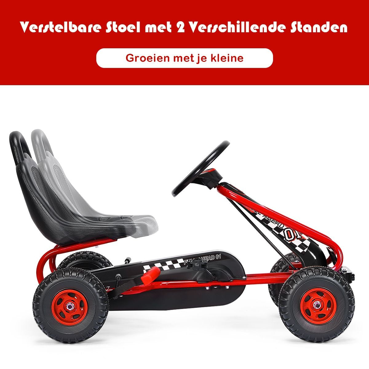 Gokart Go Cart mit Handbremse Troll-Auto 30kg Tretfahrzeug Tretfahrzeug 3-6 Jahre rot