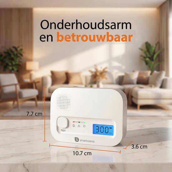 Smartwares FGA-13041 – Kohlenmonoxidmelder (CO-Melder) – 85 dB – Lebensdauer 10 Jahre – BSI-zertifiziert