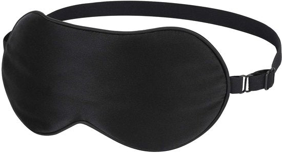 Northwall Premium Seiden-Schlafmaske mit Ohrstöpseln – 100 % lichtundurchlässige Augenmaske – verstellbar – schwarz