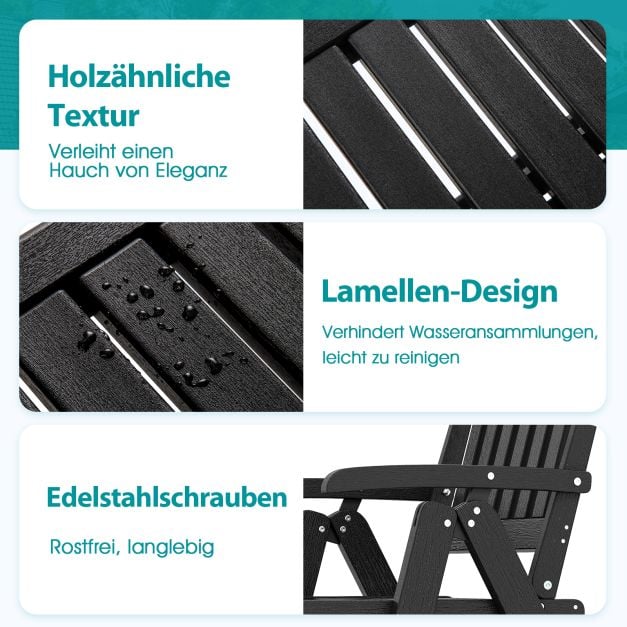 Coast Gartenstuhl Schwarz - Klappbarer Kunststoffstuhl mit hoher Rückenlehne - 55 x 63 x 101 cm