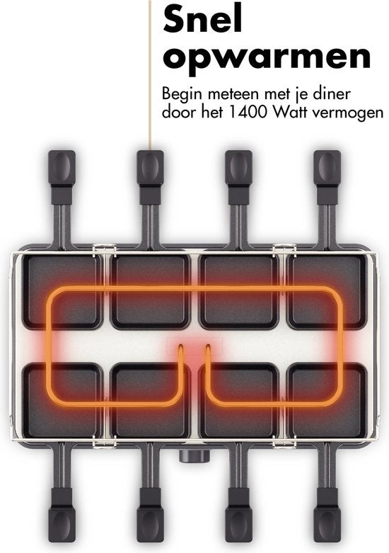 Studio Linea SLGRILL30BK Gourmet-Set - 8 Personen - 1400 W - Gourmet-Pfännchen und Gourmet-Platte mit Antihaftbeschichtung - Raclette