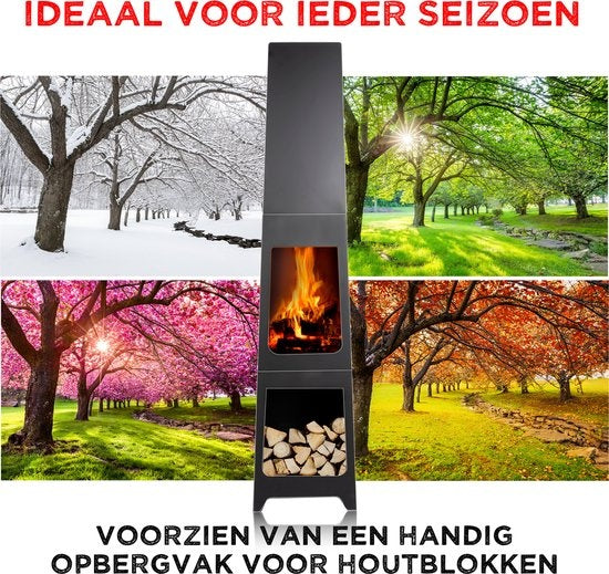 BBQ Collection Gartenkamin - Holzofen - 36x36x150cm - Stahl