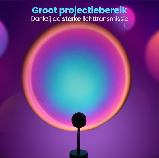 Mobstore Sunset Projektor - 16 Farb-LED - 360° drehbar - Ø7 x 27 cm - Inkl. Fernbedienung - Schwarz