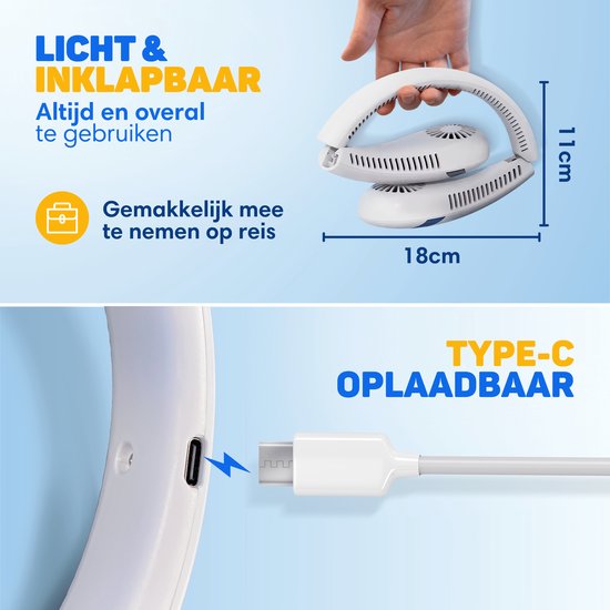 Vulpes Goods Neck Fan PRO Tragbarer Nackenventilator – 5000mAh Akku – 3 Geschwindigkeiten – USB wiederaufladbar – 360° Kühlung
