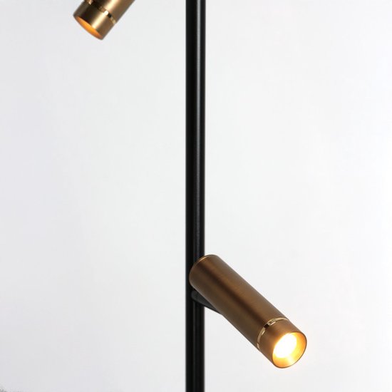 Stehlampe Lumo 4608BR – Moderne Leselampe mit zwei Leuchten aus Metall mit bronzefarbenen Akzenten, 125 cm hoch, dreh- und neigbar, Marke Mexlite