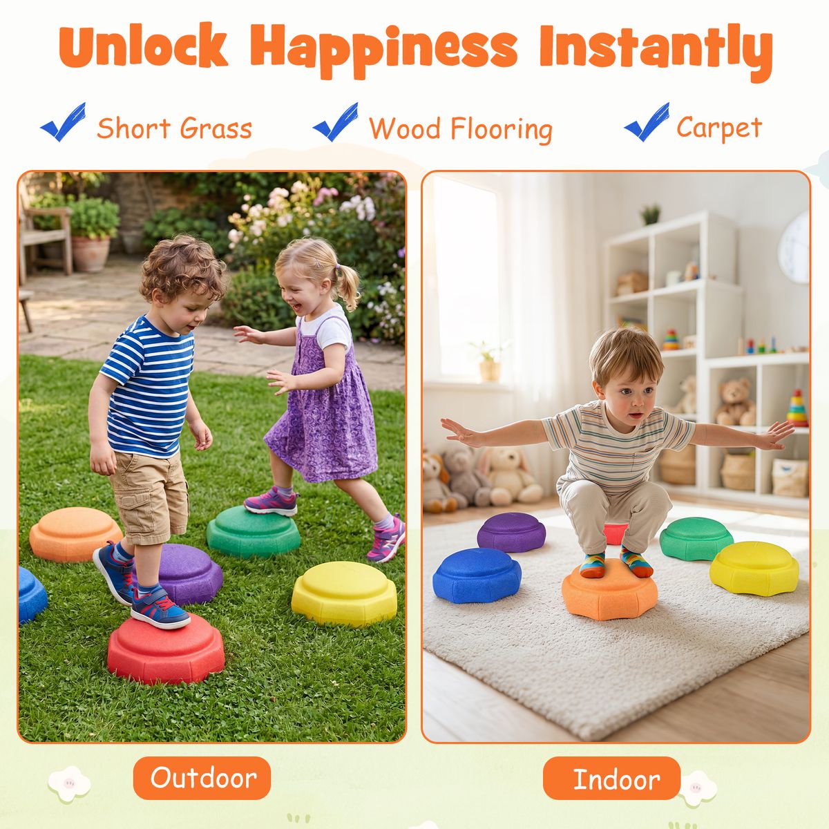 Coast Balance-Steine für Kinder – 6-teiliges Set – rutschfest – stapelbar – mehrfarbig