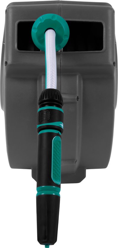 VONROC Wand-Schlauchbox - Inkl. 15m Gartenschlauch, Verbindungsschlauch, Tülle, Kupplungen & Wasserhahnanschluss - Automatisches Aufrollsystem