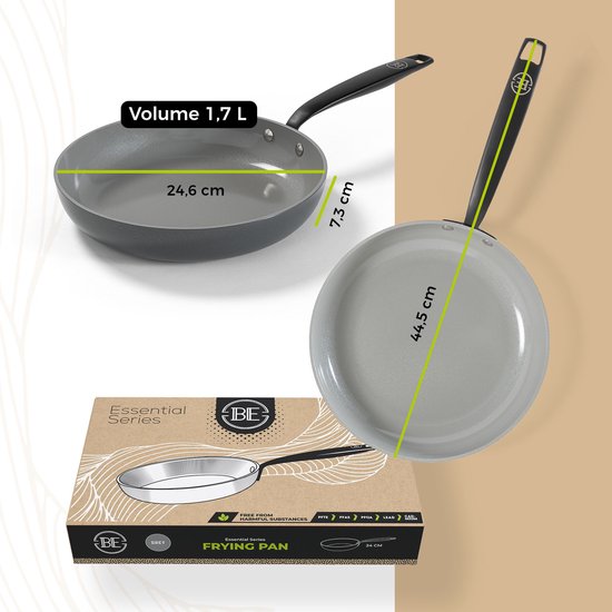 BE Living Essential Bratpfanne - Ø 24 cm - Keramik - PFAS-frei - Induktion - Grau
