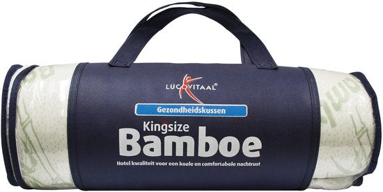 Lucovitaal Kingsize-Bambuskissen – atmungsaktiv – antibakteriell – hypoallergen – 66 cm x 50 cm x 18 cm