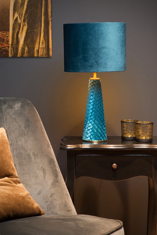 Lucide EXTRAVAGANZA VELVET – Tischlampe – Ø 25 cm – 1xE27 – Türkis