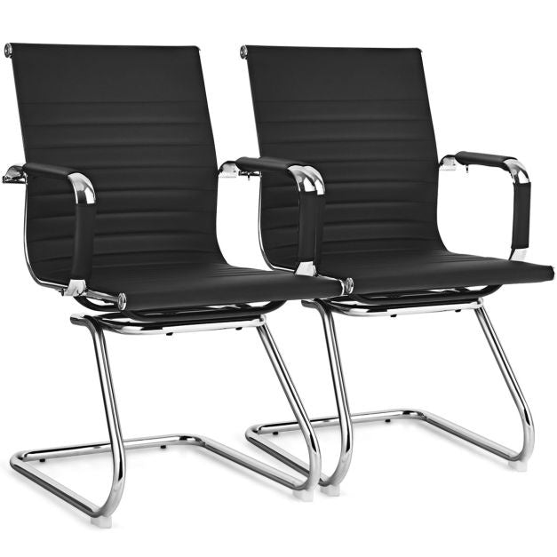 Coast Bürostühle - 2er-Set - PU-Leder - Max. 120 kg - Schwarz