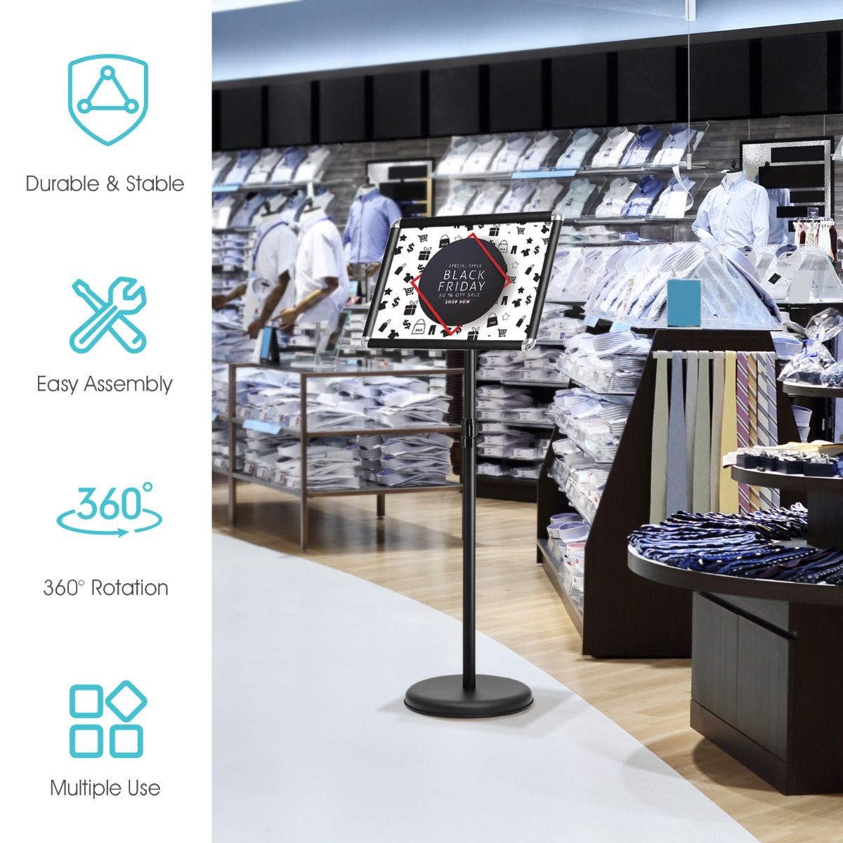 Coast Display stehend - Drehbar - 33 x 45 x 134 cm - Schwarz