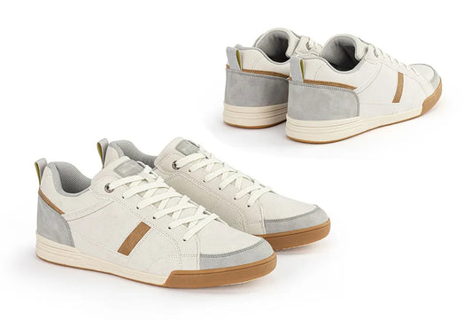 Milanoro Herren Sneakers Off White - PU Leder, TPR Sohle, Größe 43, Bequeme & stylische Schuhe