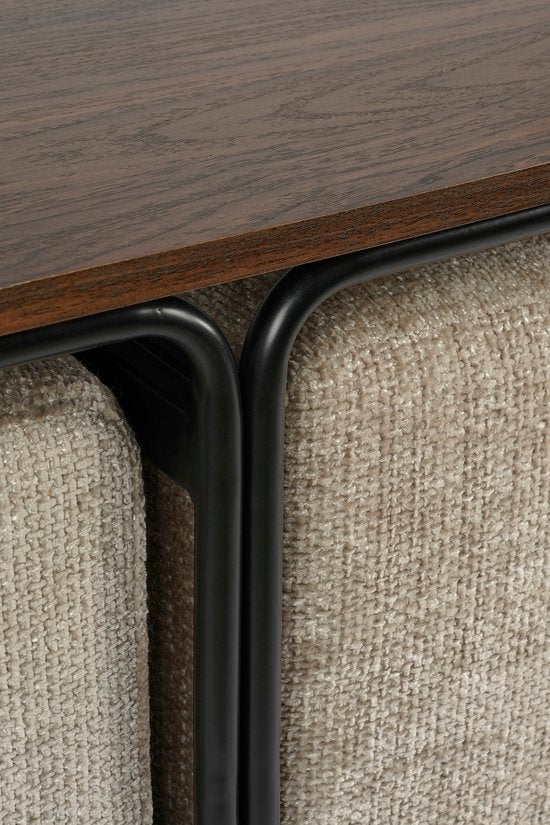 Mica Decorations Couchtisch mit Fußhockern - 3-teilig - L79 x B45 x H41 cm - Hellgrau