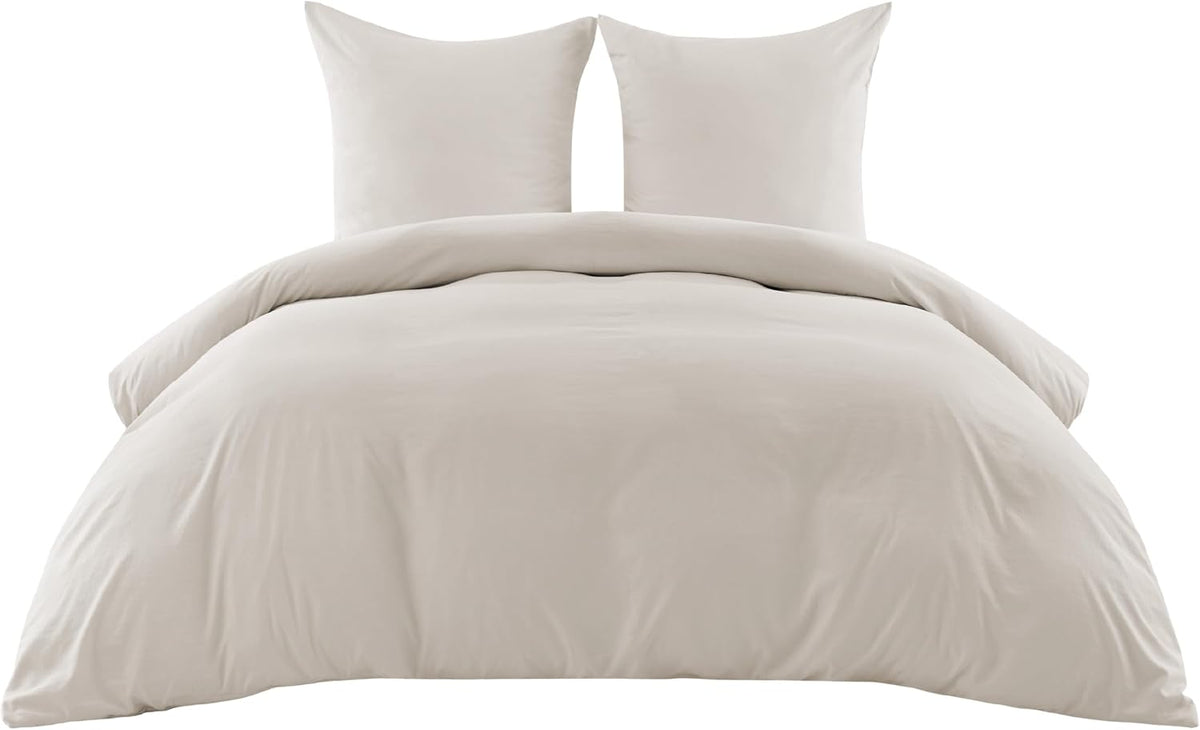 Bettwäsche 200 x 200 cm – 3-teilig – naturfarben – weich – OEKO-TEX – 90 % Polyester
