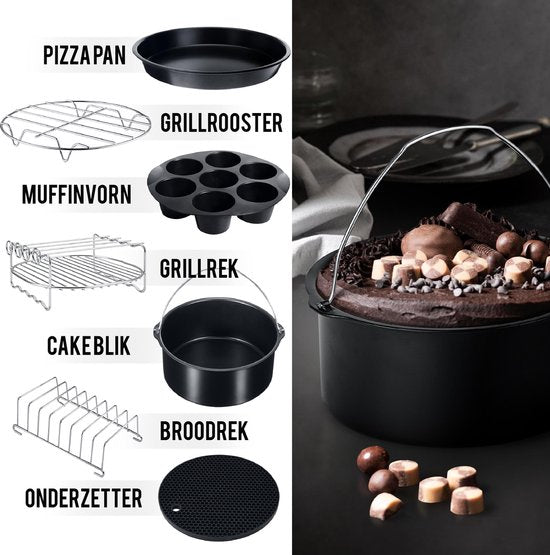 VAIVE Heißluftfritteuse Zubehör Set - Passend für alle Airfryer XL und XXL - ⌀ 20 cm