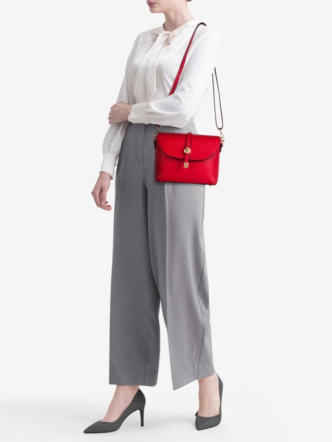 Pia Sassi Italienische Lederhandtasche - Rot - 25 x 19 x 8 cm