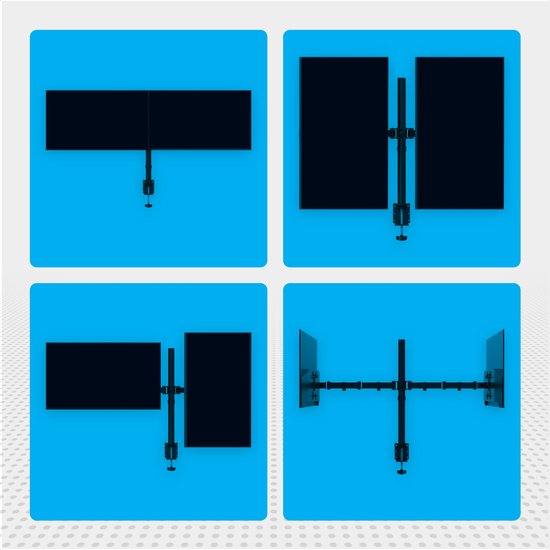 Auronic Monitorarm - 2 Bildschirme - 13 bis 27 Zoll - einstellbar - drehbar, neigbar und schwenkbar - Doppelmonitorhalterung - Stahl - Schwarz