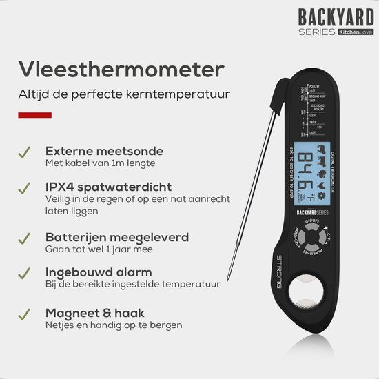 Backyard Series Fleischthermometer - Digitales Küchenthermometer - BBQ-Thermometer - Ofenthermometer