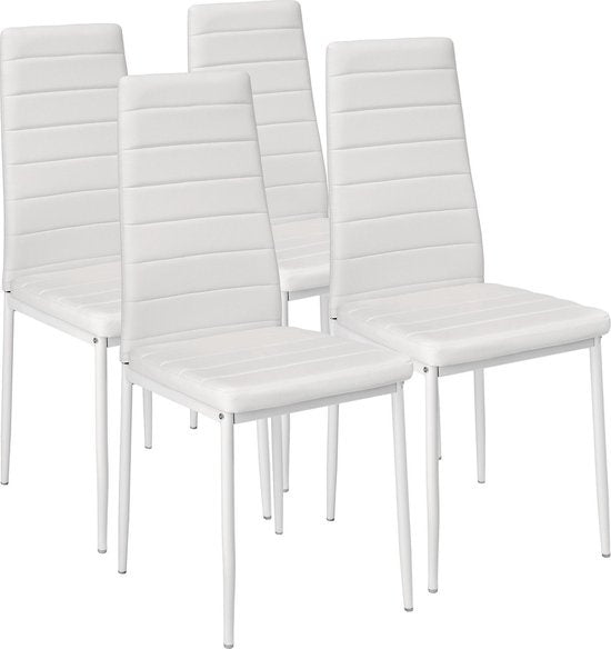 tectake - 4 Stück Esszimmerstühle , weiß , Esszimmerstühle 401845